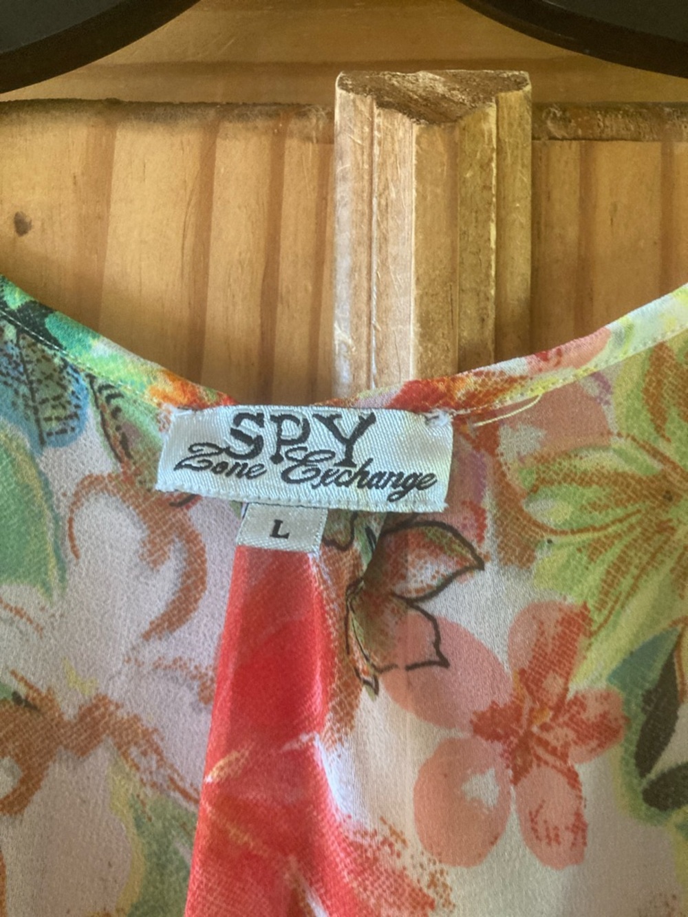 Women Spy Zone Exchange red green long sleeve floral dress size L - Picture 5 of 9